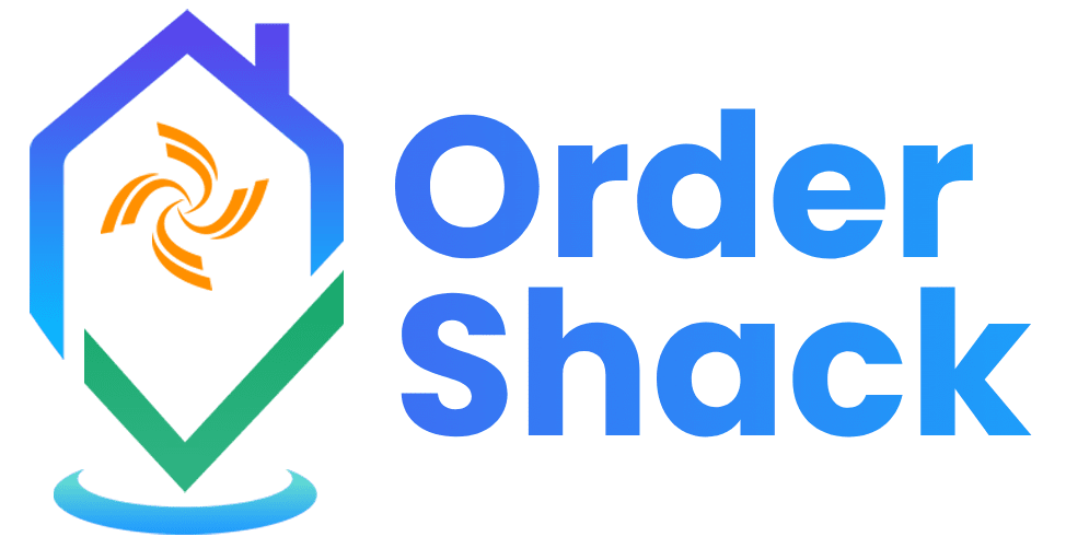 A green background with the words order of shade in blue.