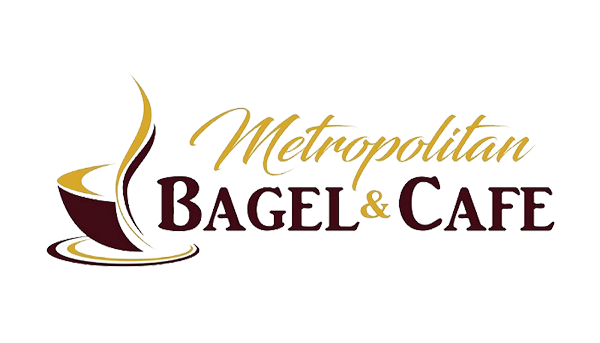 Metropolitan Bagel and cafe Logo and illustration on a white background